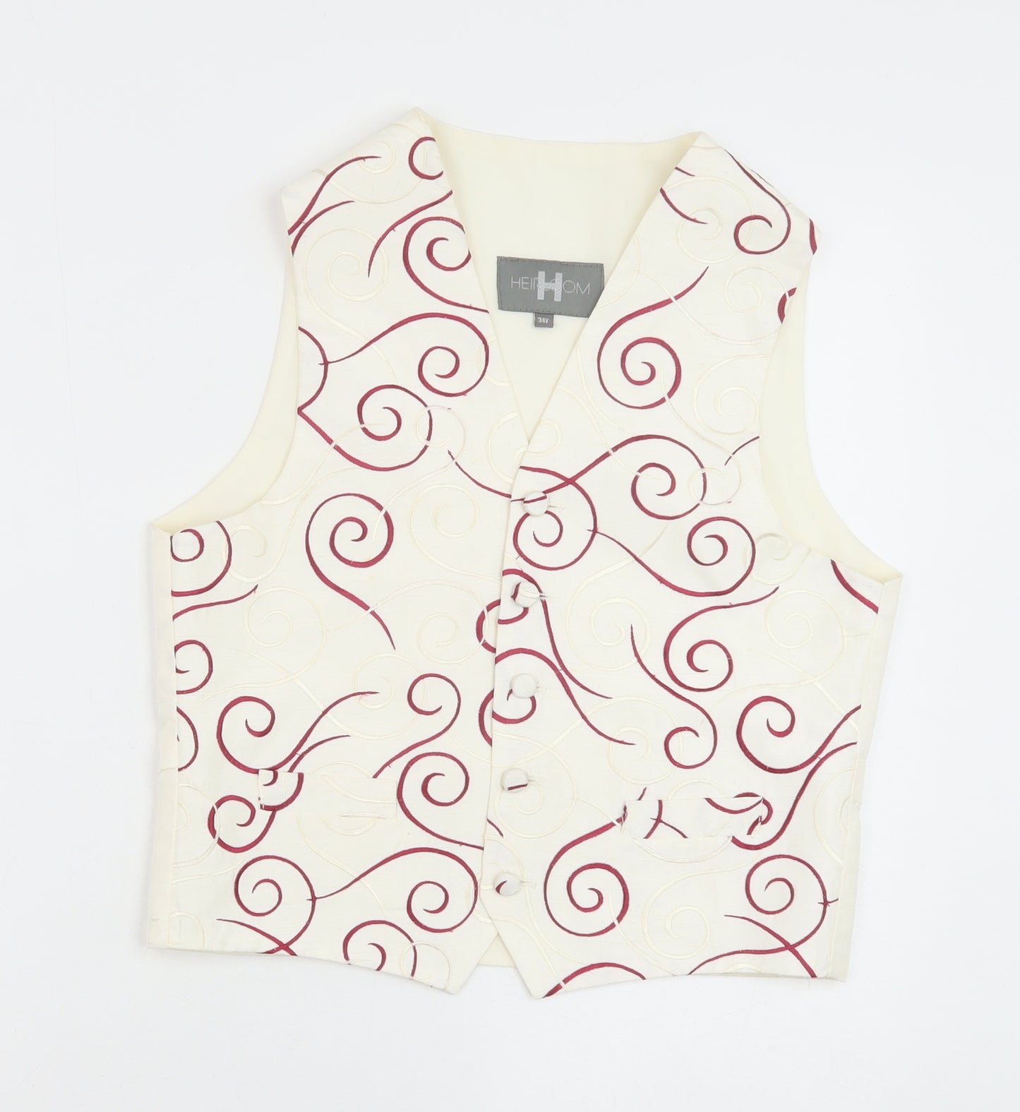 HEIRLOOM Boys Ivory Geometric Jacket Waistcoat Size 12-13 Years Button
