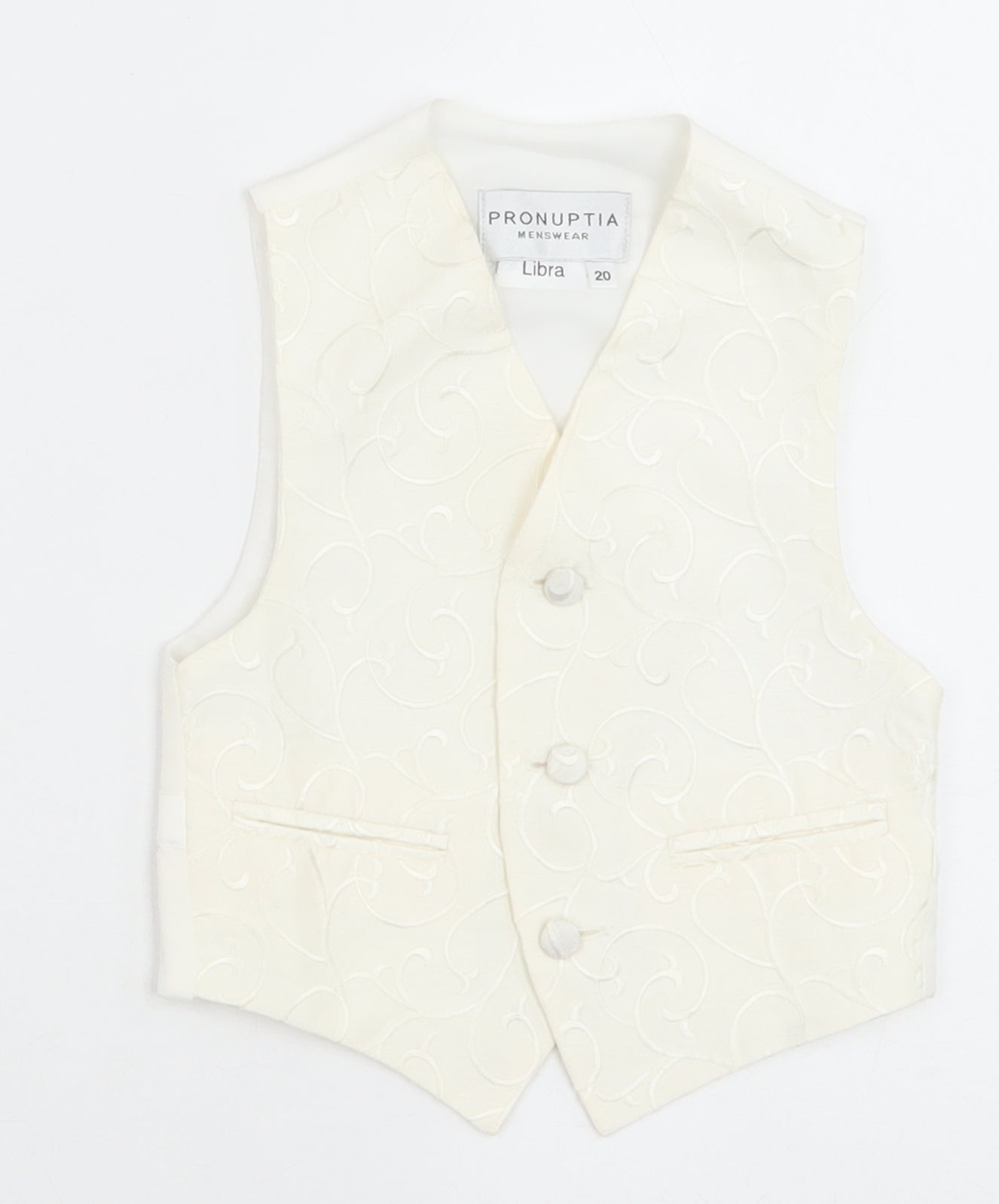 Pronuptia Boys Ivory Geometric Jacket Waistcoat Size 2 Years Button - Textured