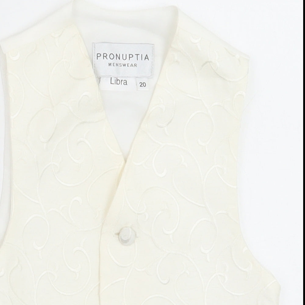 Pronuptia Boys Ivory Geometric Jacket Waistcoat Size 2 Years Button - Textured