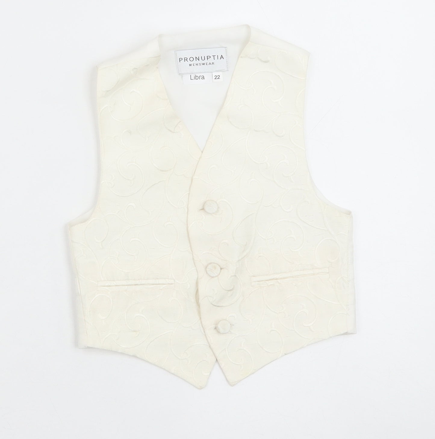 Pronuptia Boys Ivory Geometric Jacket Waistcoat Size 2-3 Years Button - Textured