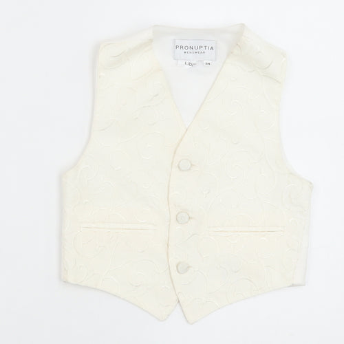 Pronuptia Boys Ivory Geometric Jacket Waistcoat Size 3-4 Years Button