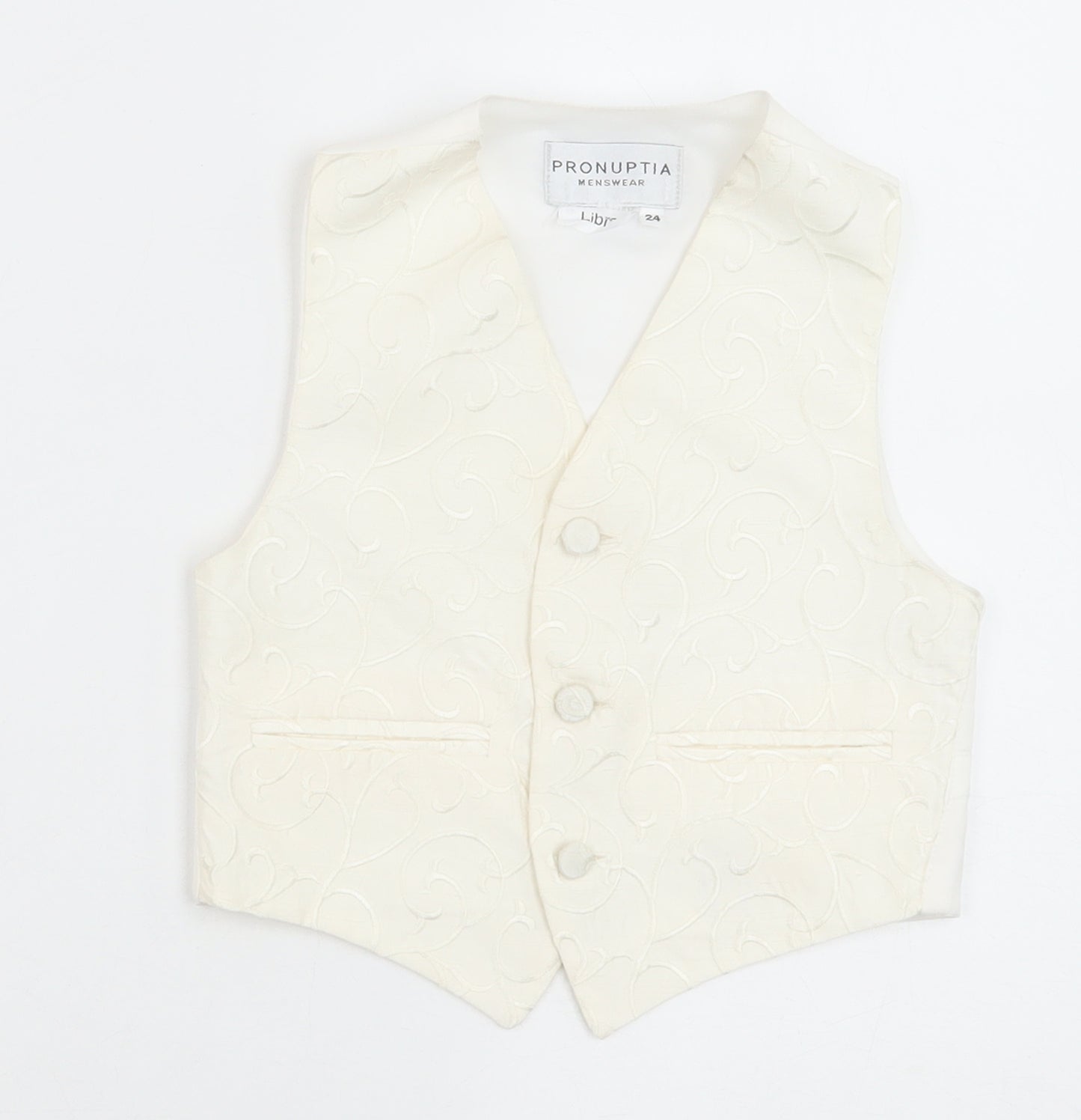 Pronuptia Boys Ivory Geometric Jacket Waistcoat Size 3-4 Years Button