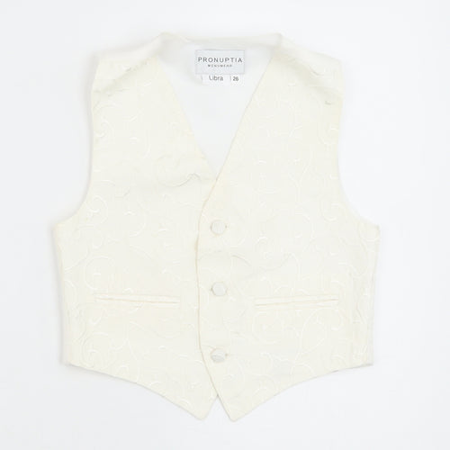 Pronuptia Boys Ivory Geometric Jacket Waistcoat Size 5-6 Years Button
