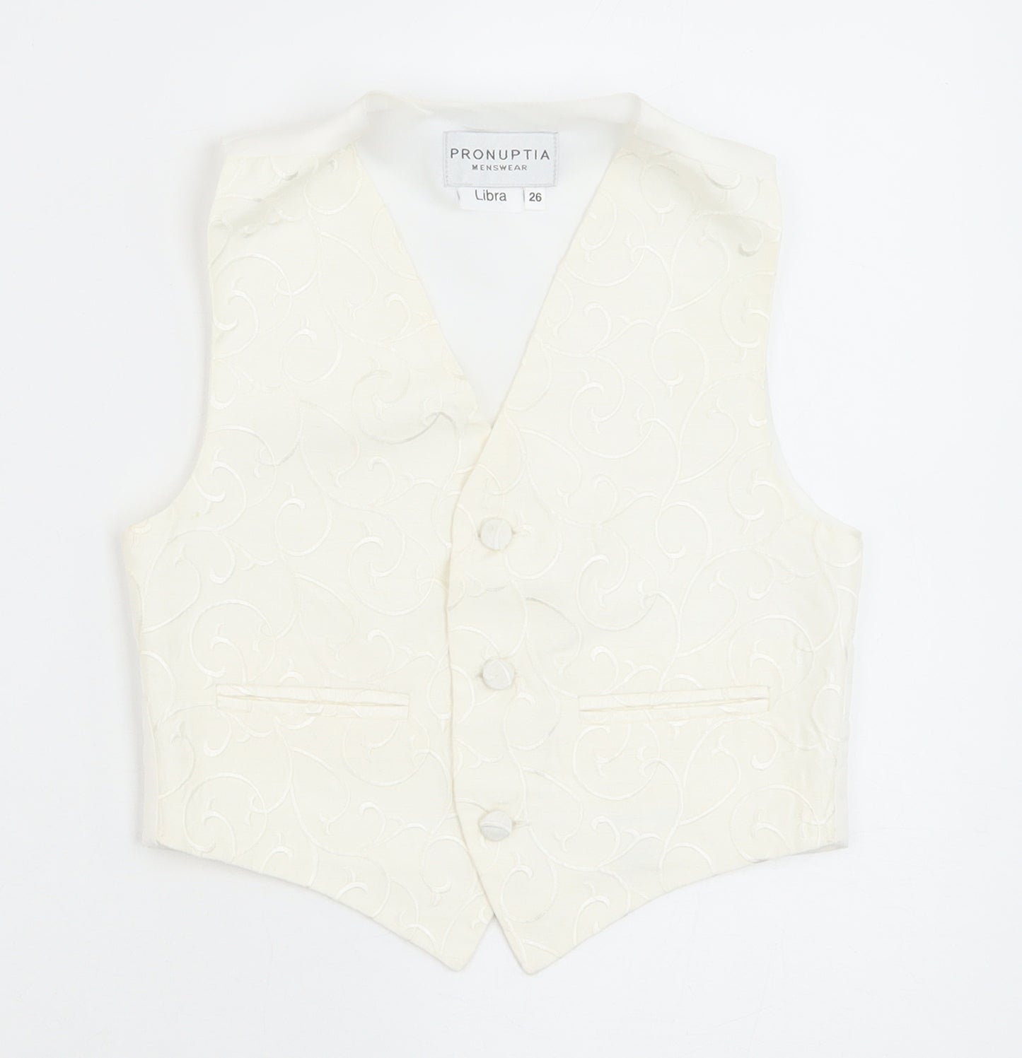 Pronuptia Boys Ivory Geometric Jacket Waistcoat Size 5-6 Years Button