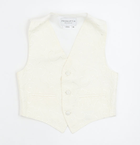 Pronuptia Boys Ivory Geometric Jacket Waistcoat Size 5-6 Years Button