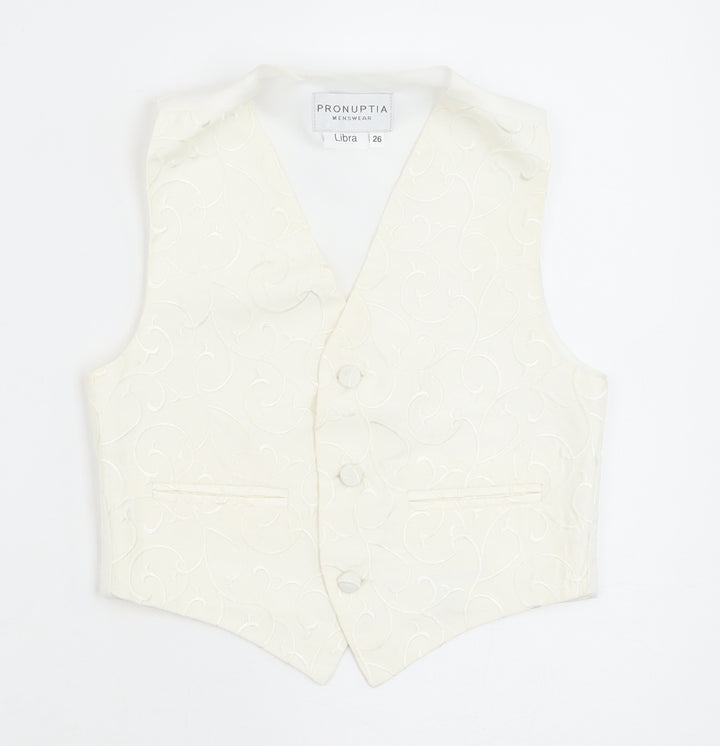 Pronuptia Boys Ivory Geometric Jacket Waistcoat Size 5-6 Years Button