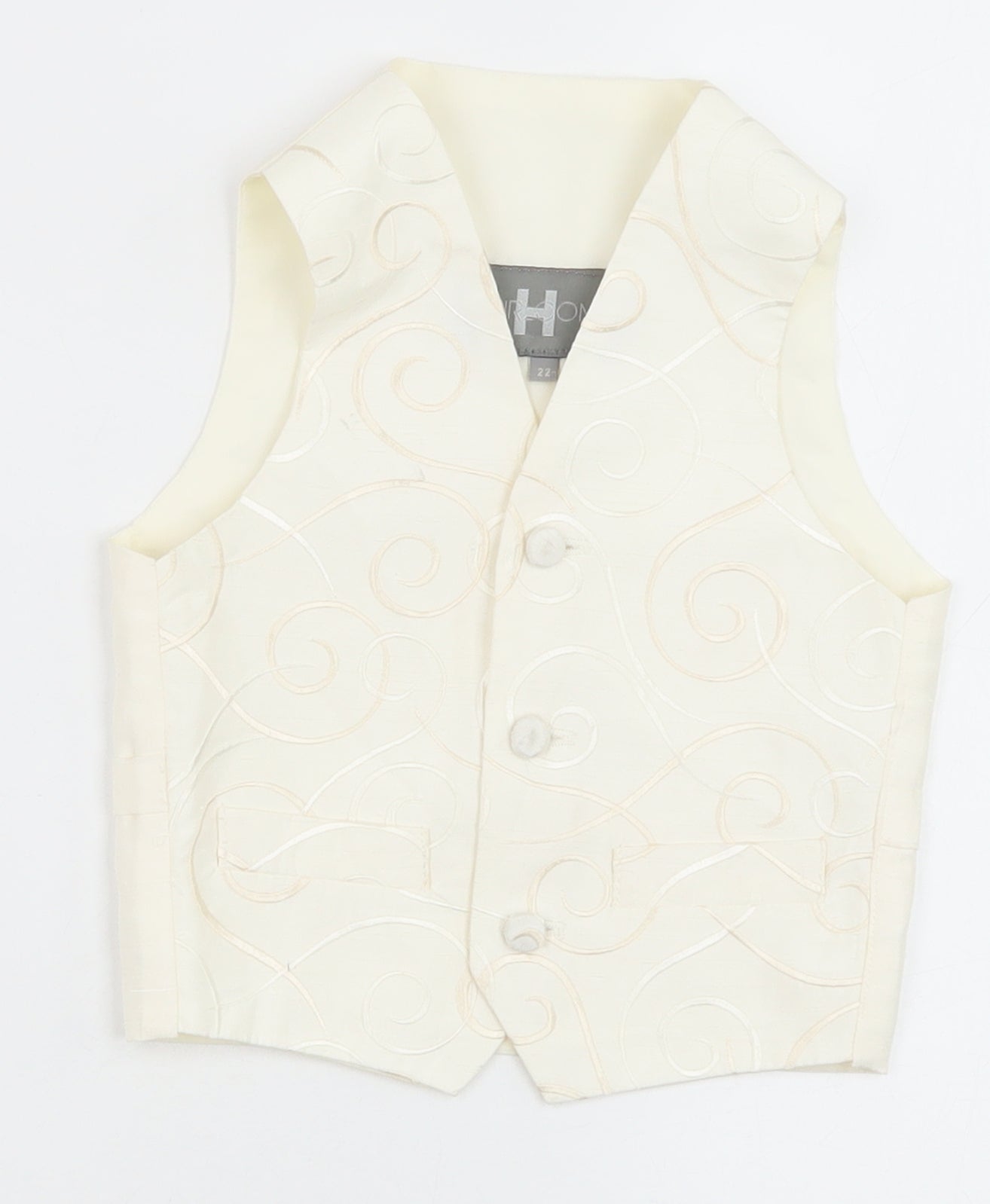 HEIRLOOM Boys Ivory Geometric Jacket Waistcoat Size 2-3 Years Button