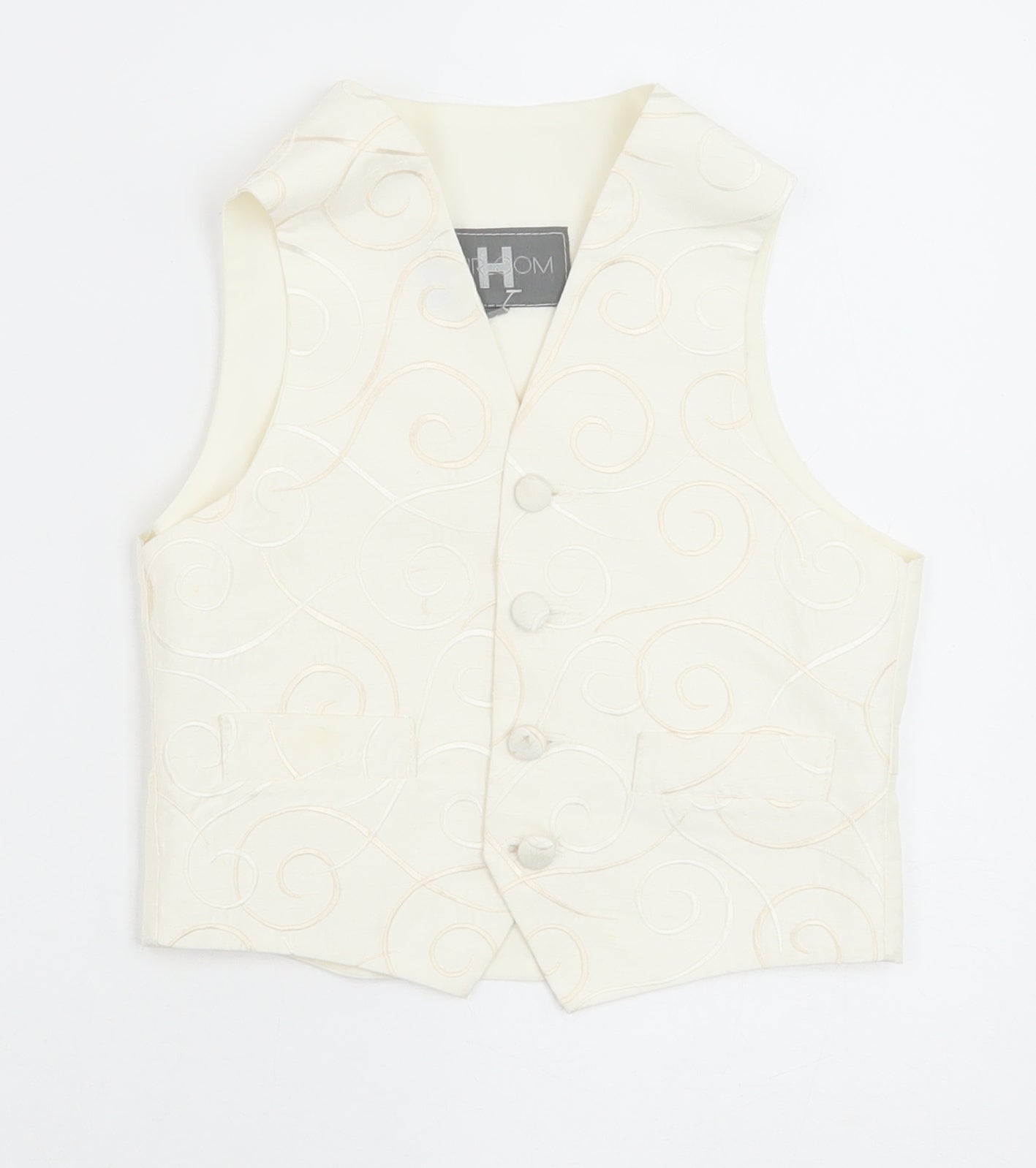 HEIRLOOM Boys Ivory Geometric Jacket Waistcoat Size 3-4 Years Button