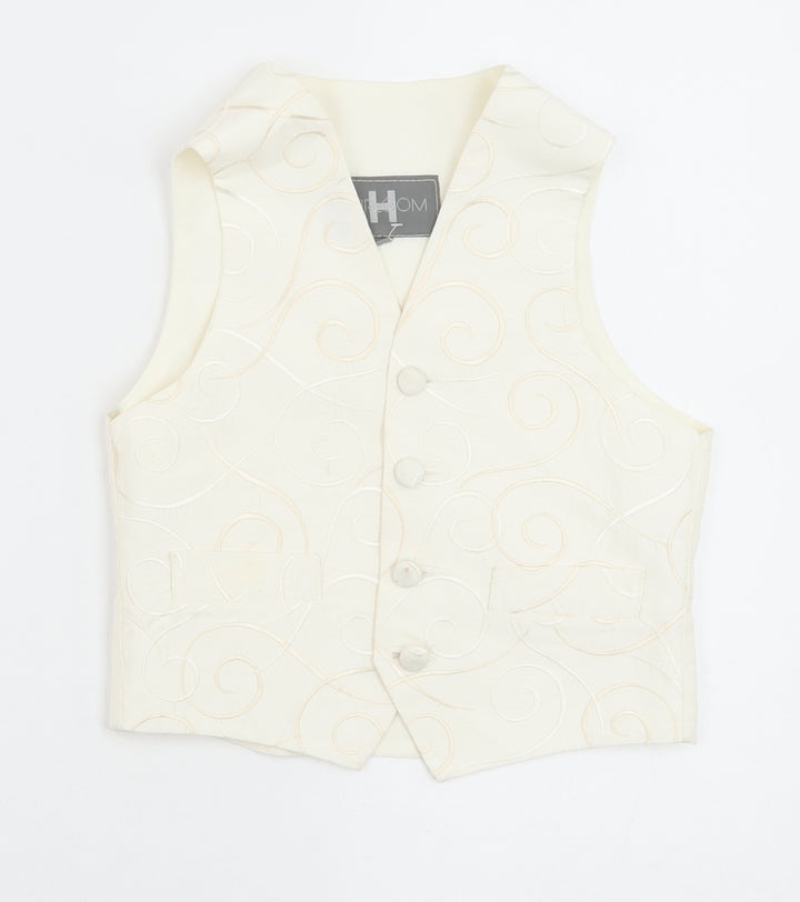 HEIRLOOM Boys Ivory Geometric Jacket Waistcoat Size 3-4 Years Button
