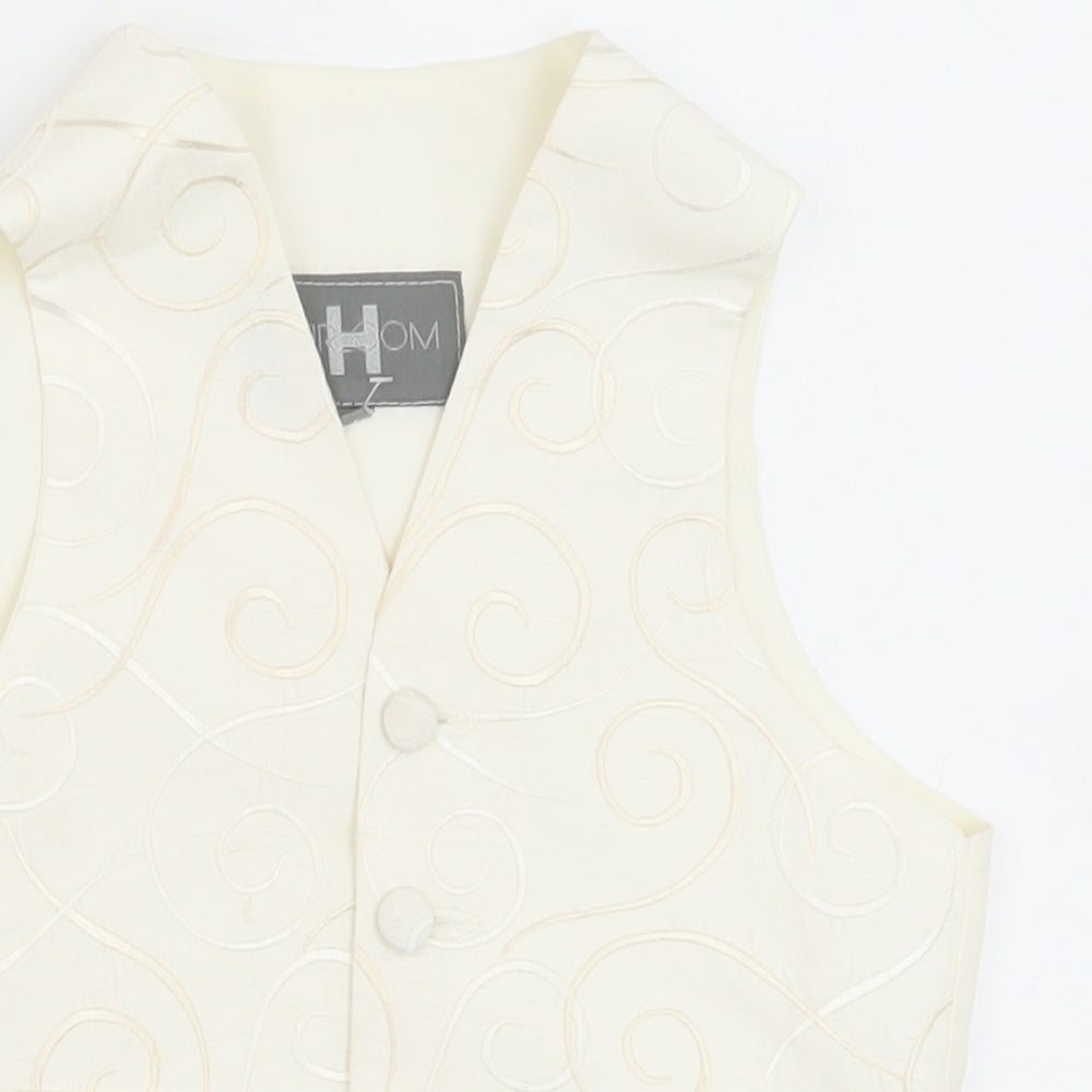 HEIRLOOM Boys Ivory Geometric Jacket Waistcoat Size 3-4 Years Button