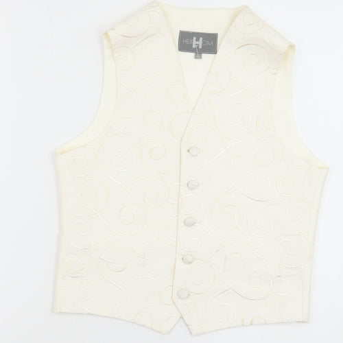 HEIRLOOM Boys Ivory Geometric Jacket Waistcoat Size 11-12 Years Button
