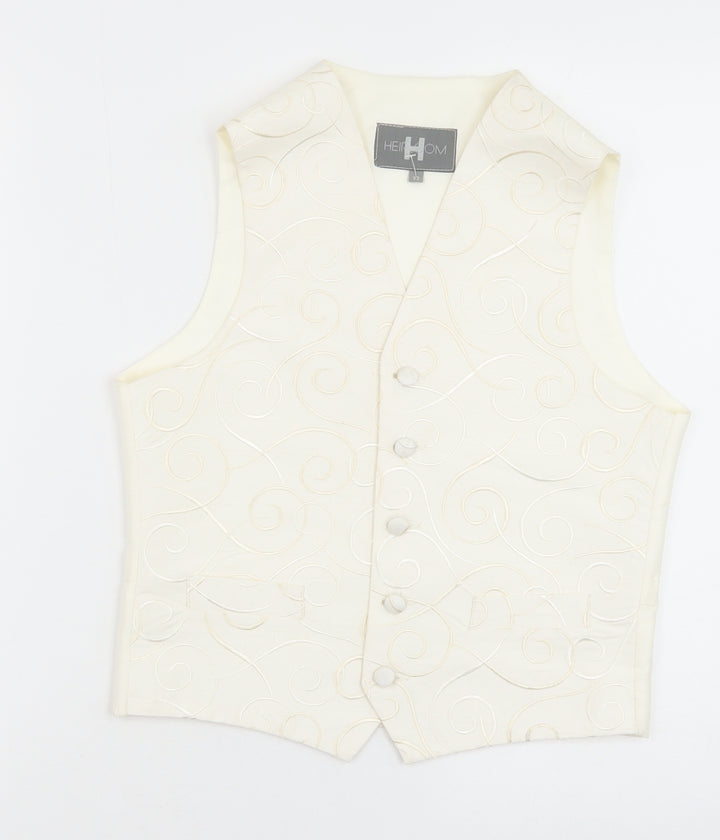 HEIRLOOM Boys Ivory Geometric Jacket Waistcoat Size 11-12 Years Button