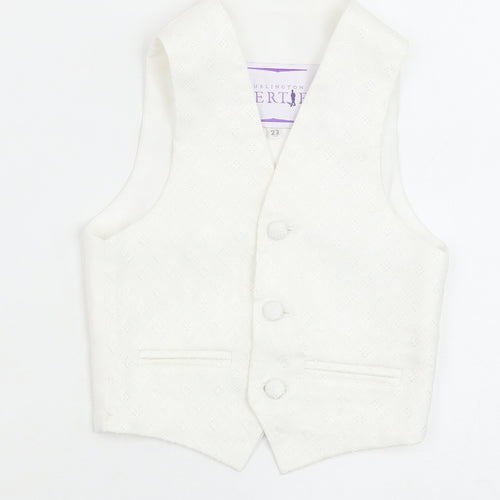 Berlington Bertie Boys White Geometric Jacket Waistcoat Size 2-3 Years Button