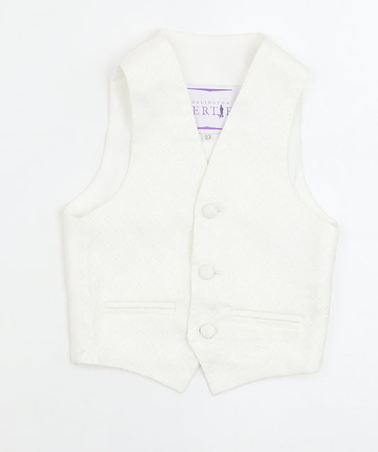 Berlington Bertie Boys White Geometric Jacket Waistcoat Size 2-3 Years Button