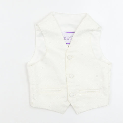 Berlington Bertie Boys White Geometric Jacket Waistcoat Size 3-4 Years Button