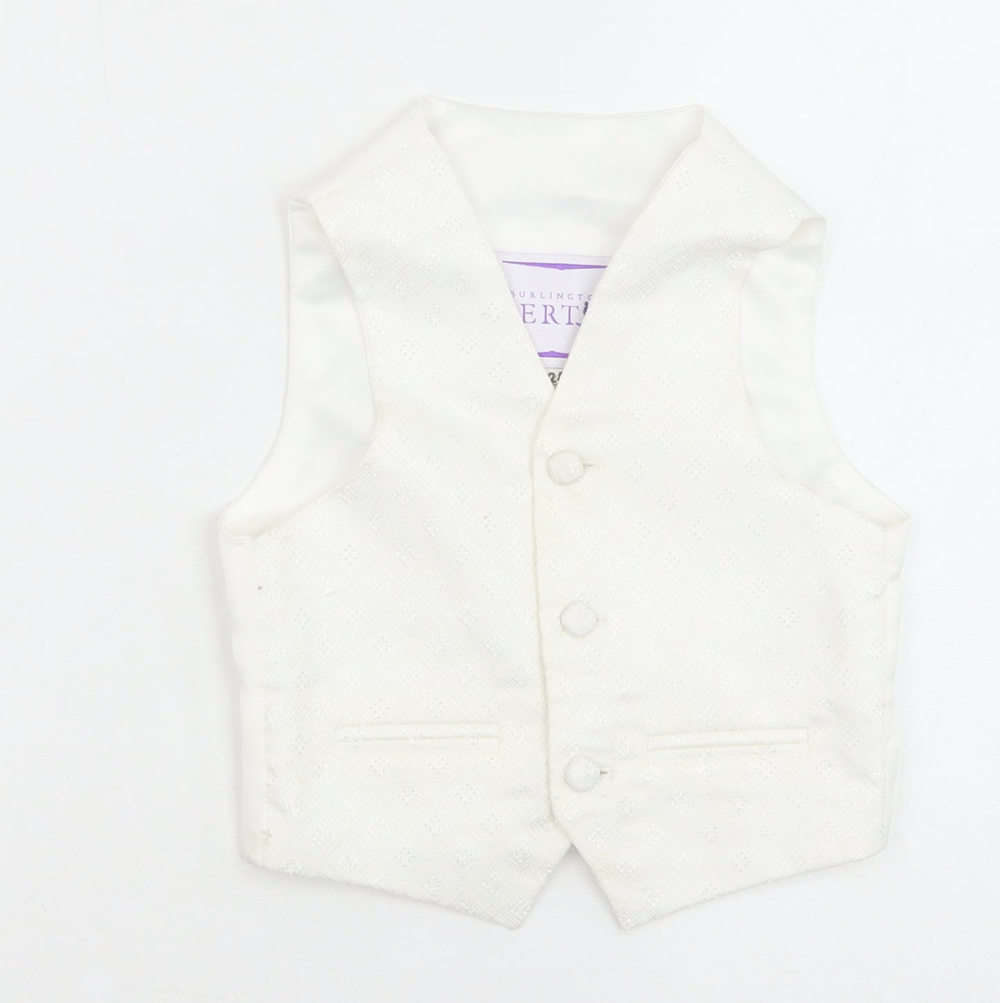 Berlington Bertie Boys White Geometric Jacket Waistcoat Size 3-4 Years Button