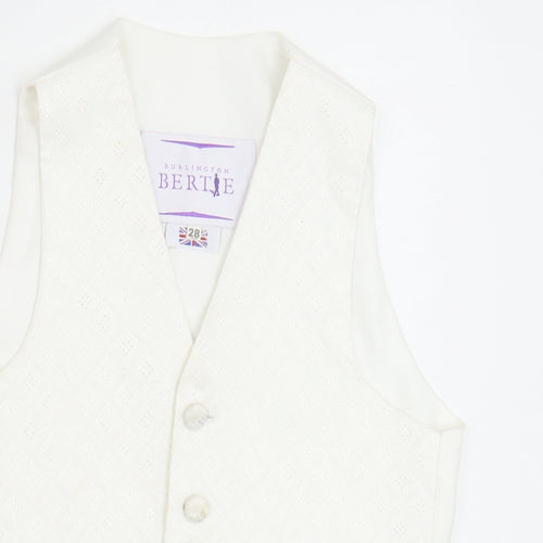 Berlington Bertie Boys White Geometric Jacket Waistcoat Size 7-8 Years Button