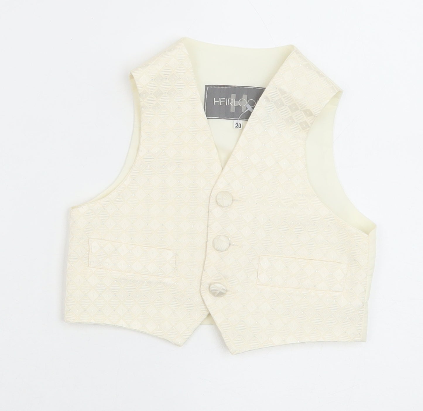 HEIRLOOM Boys Ivory Geometric Jacket Waistcoat Size 2 Years Button