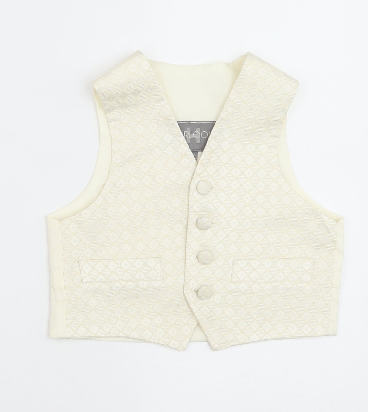 HEIRLOOM Boys Ivory Geometric Jacket Waistcoat Size 2-3 Years Button