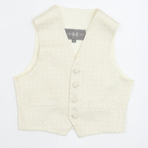HEIRLOOM Boys Ivory Geometric Jacket Waistcoat Size 5-6 Years Button