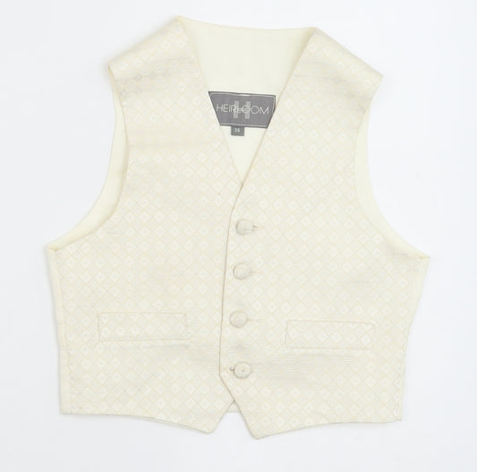 HEIRLOOM Boys Ivory Geometric Jacket Waistcoat Size 5-6 Years Button