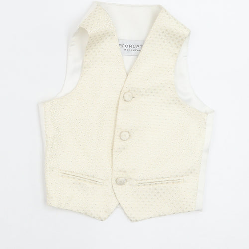 Pronuptia Boys Ivory Geometric Jacket Waistcoat Size 2 Years Button - Textured