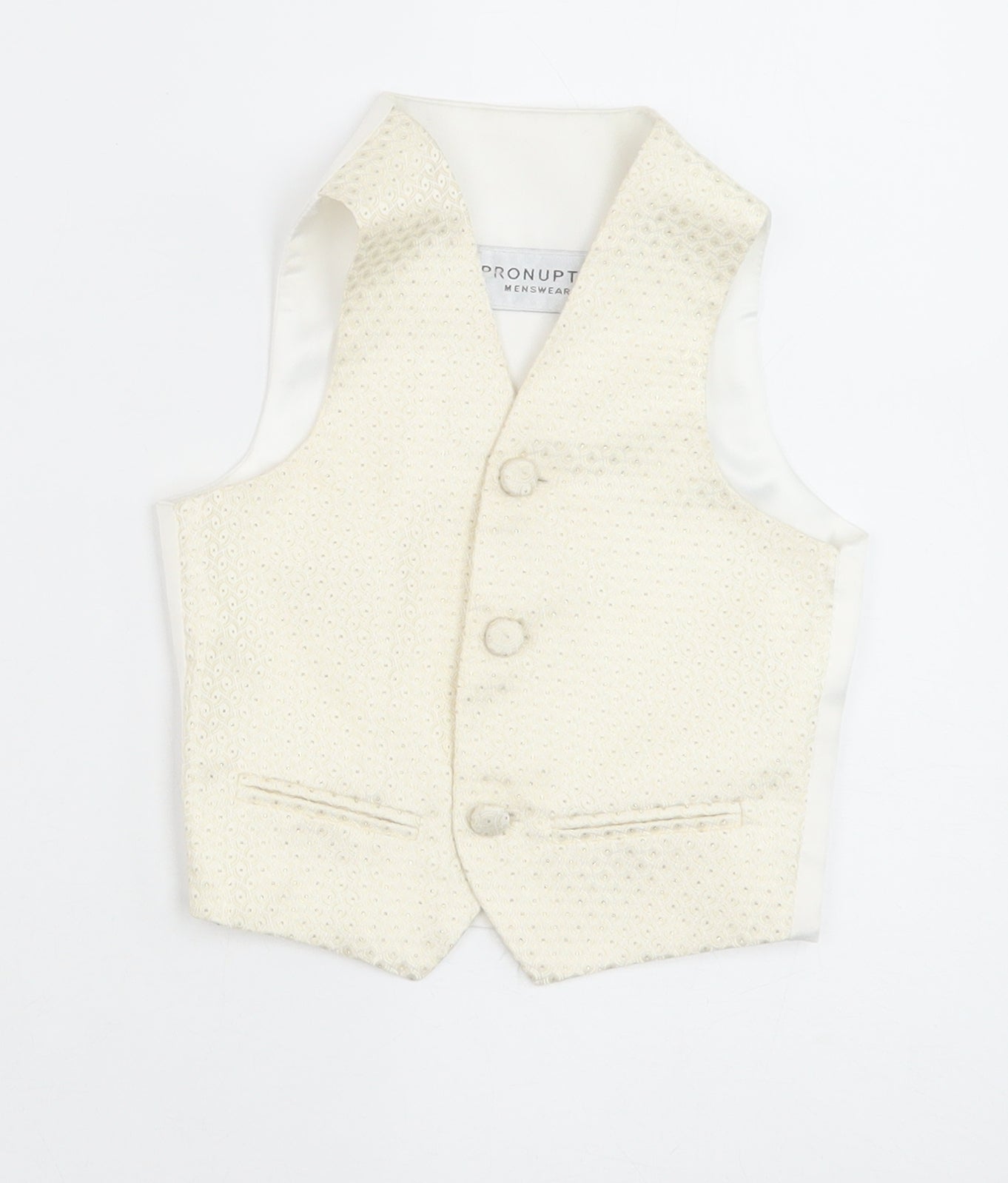 Pronuptia Boys Ivory Geometric Jacket Waistcoat Size 2 Years Button - Textured