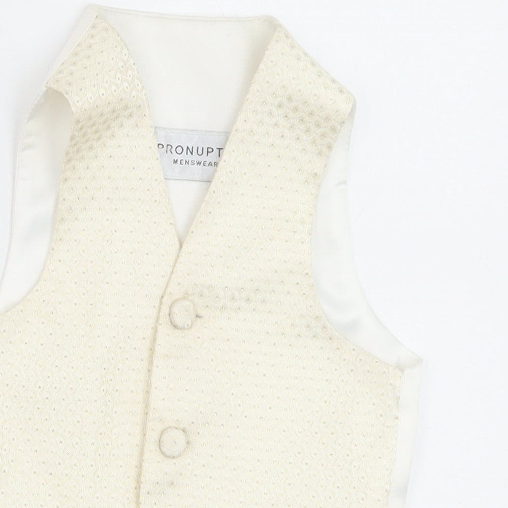 Pronuptia Boys Ivory Geometric Jacket Waistcoat Size 2 Years Button - Textured