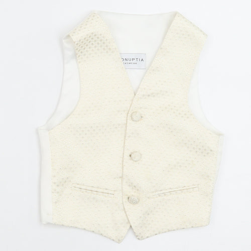 Pronuptia Boys Ivory Geometric Jacket Waistcoat Size 2-3 Years Button