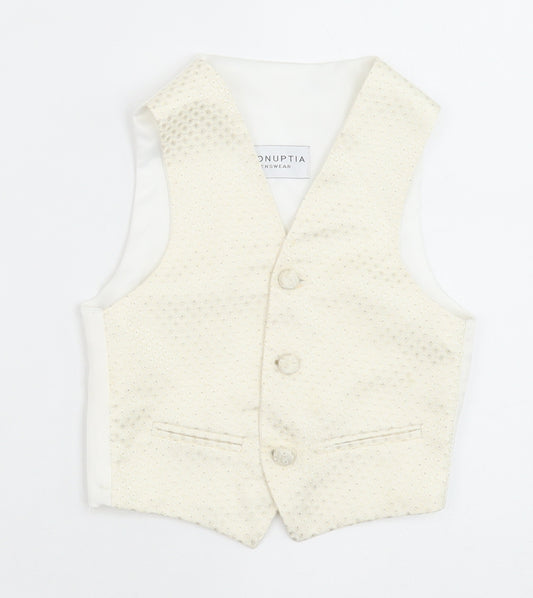 Pronuptia Boys Ivory Geometric Jacket Waistcoat Size 2-3 Years Button