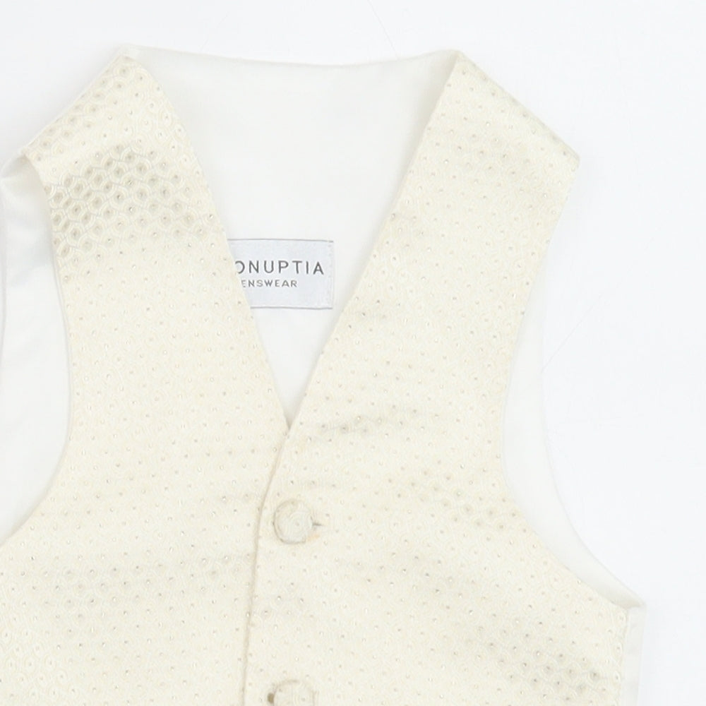 Pronuptia Boys Ivory Geometric Jacket Waistcoat Size 2-3 Years Button