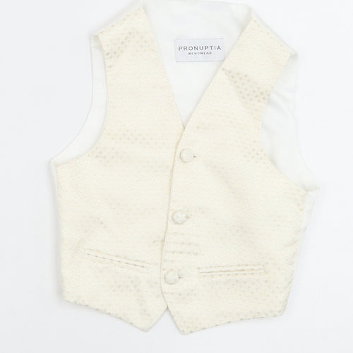 Pronuptia Boys Ivory Geometric Jacket Waistcoat Size 3-4 Years Button