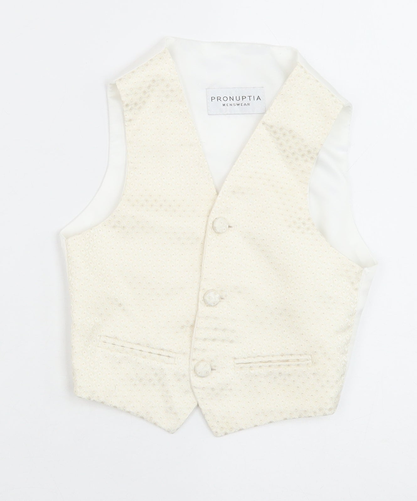 Pronuptia Boys Ivory Geometric Jacket Waistcoat Size 3-4 Years Button