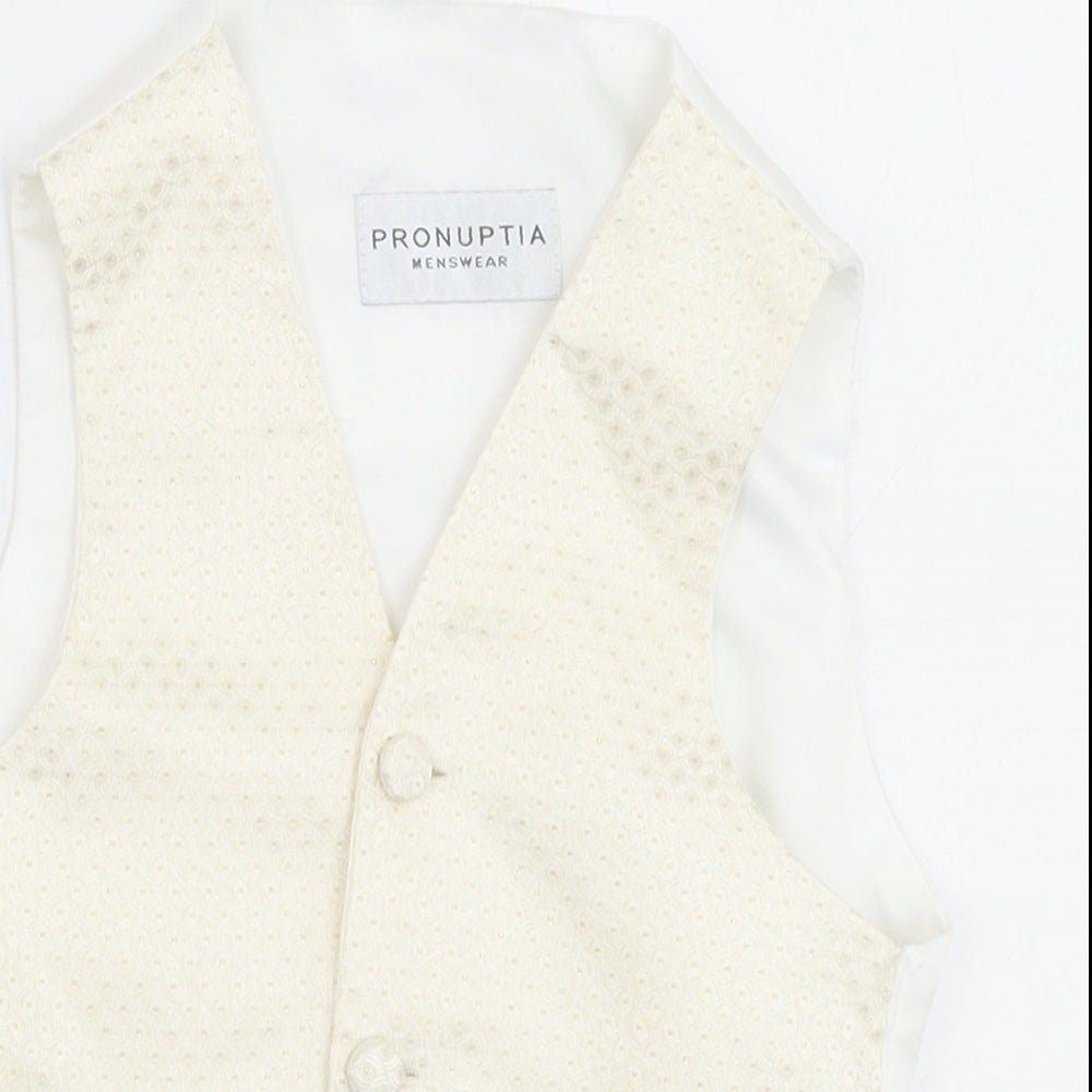 Pronuptia Boys Ivory Geometric Jacket Waistcoat Size 3-4 Years Button