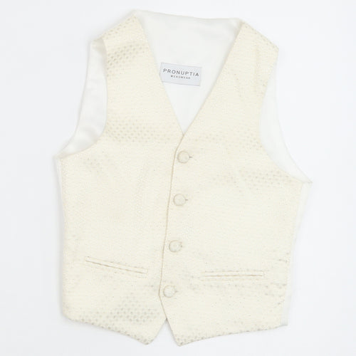 Pronuptia Boys Ivory Geometric Jacket Waistcoat Size 7-8 Years Button