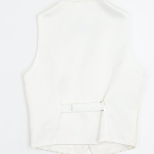 Pronuptia Boys Ivory Geometric Jacket Waistcoat Size 7-8 Years Button