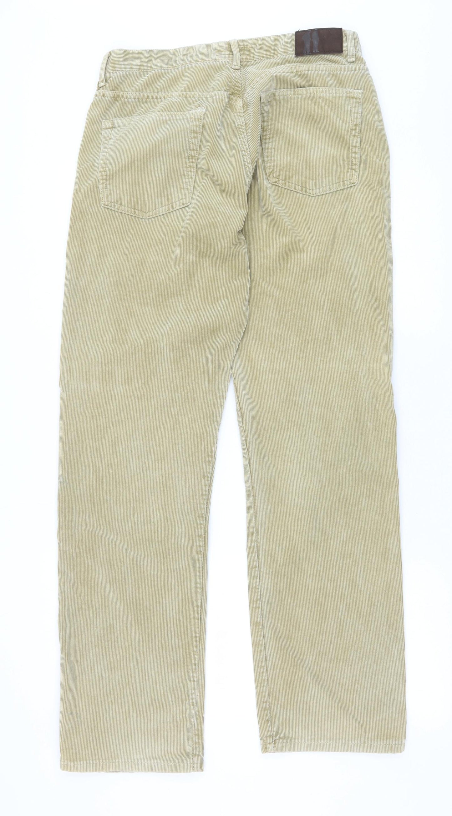 Zara Mens Brown Cotton Trousers Size 34 in Regular Zip