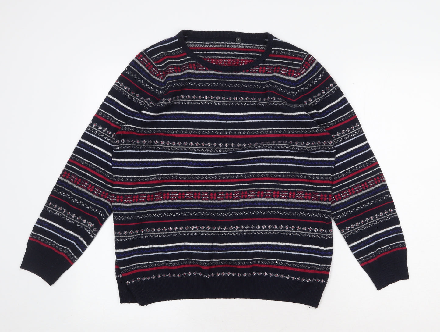 Preworn Womens Multicoloured Round Neck Striped Cotton Pullover Jumper Size M
