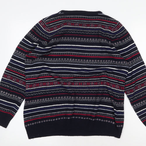 Preworn Womens Multicoloured Round Neck Striped Cotton Pullover Jumper Size M