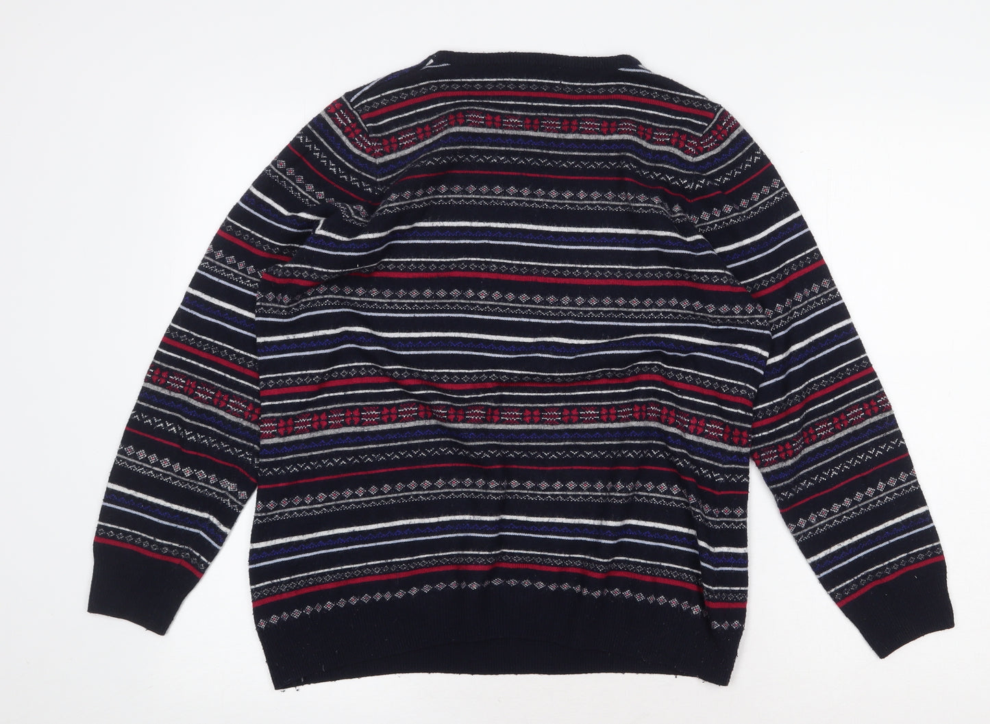 Preworn Womens Multicoloured Round Neck Striped Cotton Pullover Jumper Size M