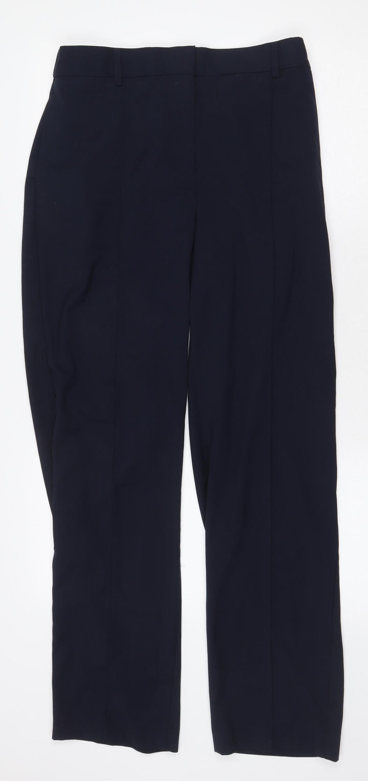 Marks and Spencer Womens Blue Polyester Dress Pants Trousers Size 14 Regular Zip