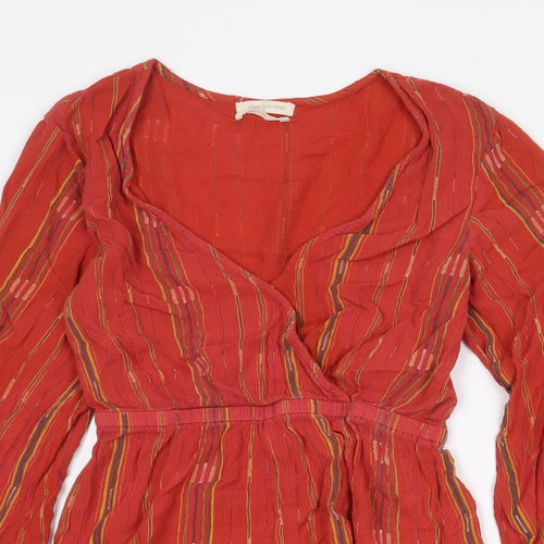 Urban Outfitters Womens Orange Striped Viscose Playsuit One-Piece Size XS Pullover