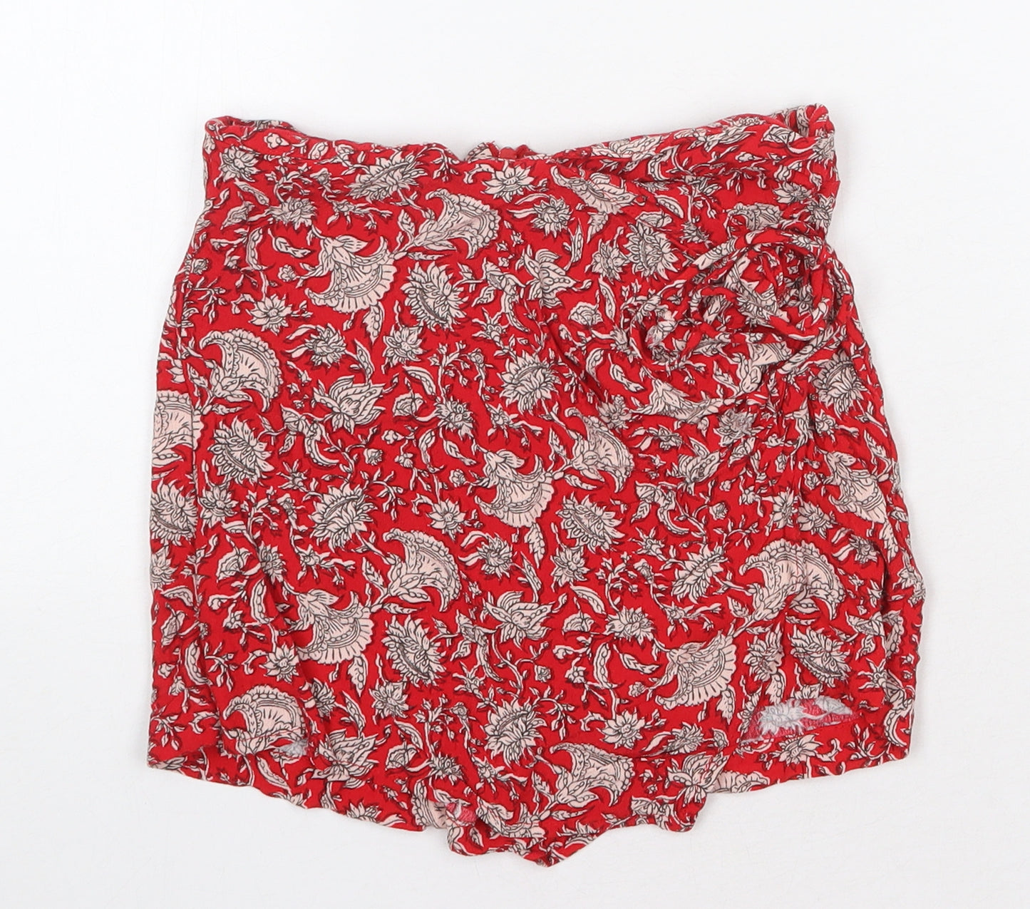 Zara Womens Red Floral Viscose Skort Size XS Zip