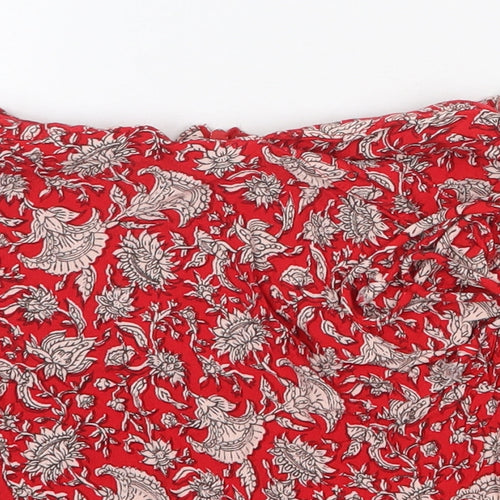 Zara Womens Red Floral Viscose Skort Size XS Zip