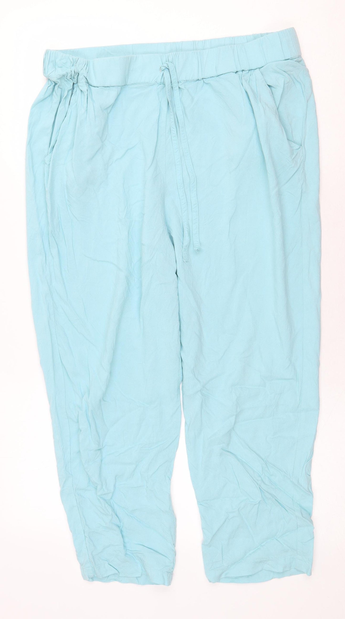 TU Womens Blue Viscose Harem Trousers Size 16 Regular Drawstring