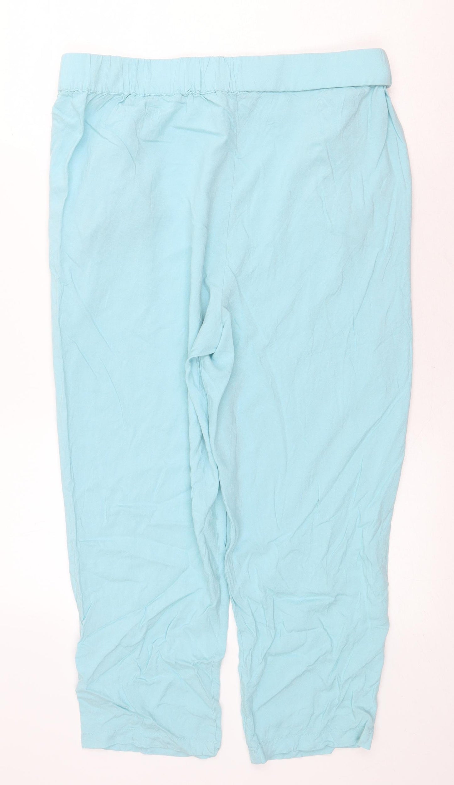 TU Womens Blue Viscose Harem Trousers Size 16 Regular Drawstring