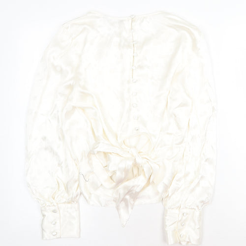 Marks and Spencer Womens White Viscose Basic Blouse Size 12 Round Neck