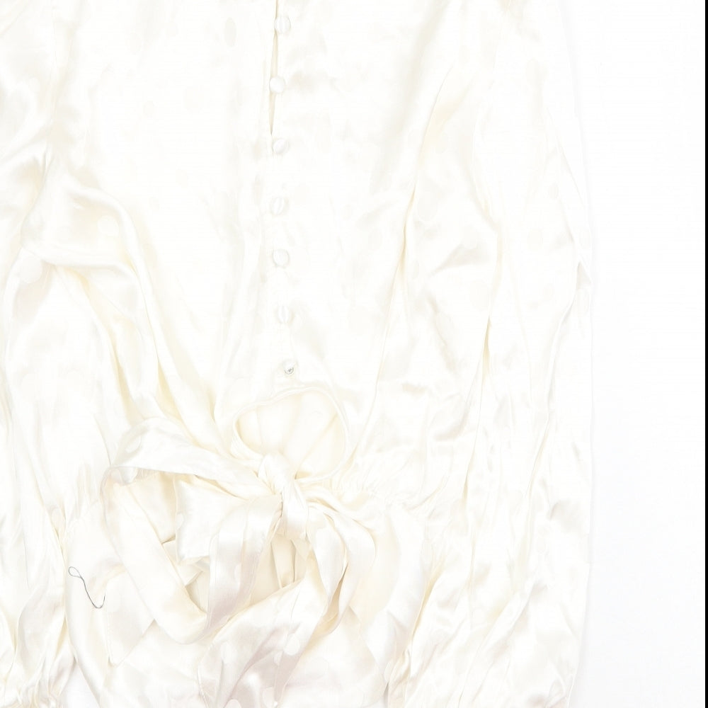 Marks and Spencer Womens White Viscose Basic Blouse Size 12 Round Neck