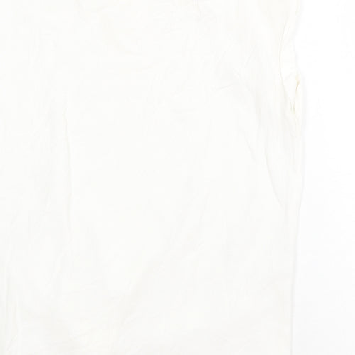 NEXT Womens White Viscose Basic T-Shirt Size 10 Round Neck - Knot Detail