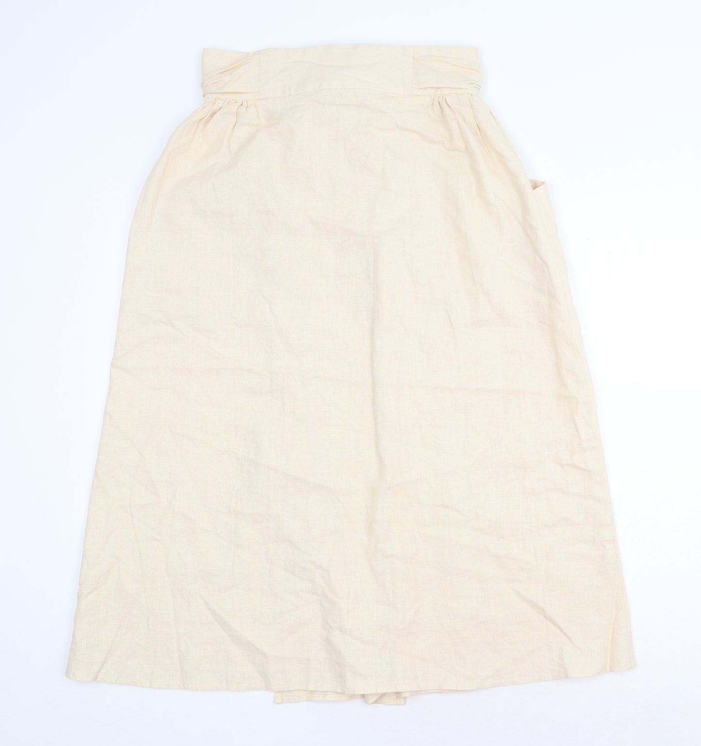 ASOS Womens Beige Linen Wrap Skirt Size 10 Button